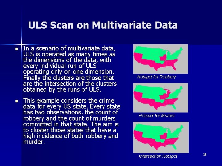 ULS Scan on Multivariate Data n n In a scenario of multivariate data, ULS