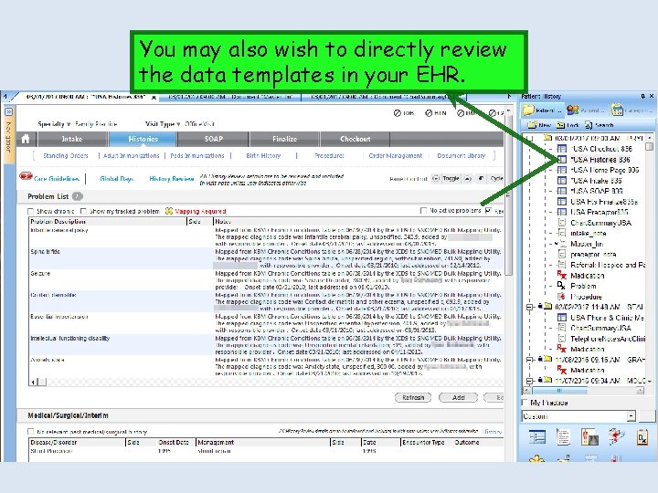 You may also wish to directly review the data templates in your EHR. 