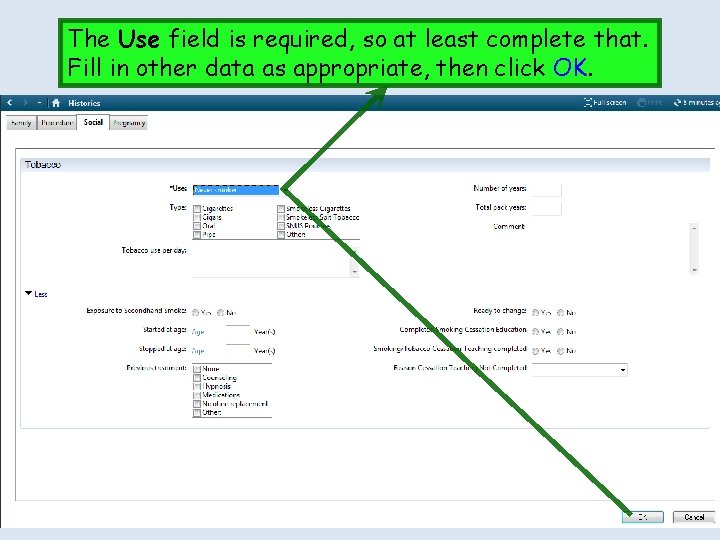 The Use field is required, so at least complete that. Fill in other data