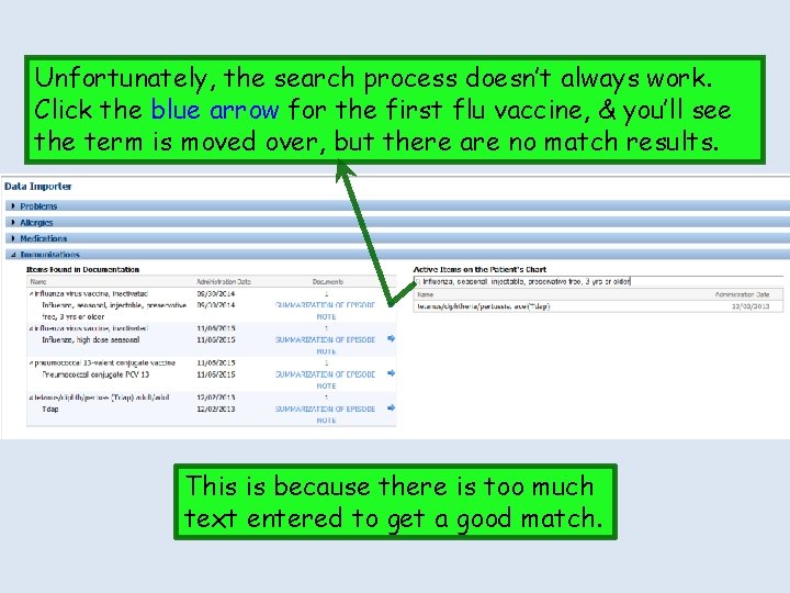 Unfortunately, the search process doesn’t always work. Click the blue arrow for the first