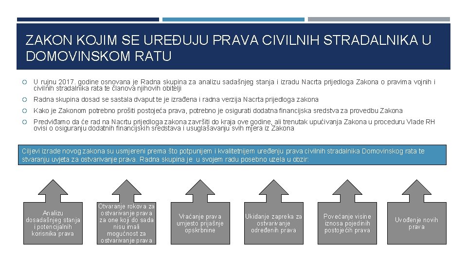 ZAKON KOJIM SE UREĐUJU PRAVA CIVILNIH STRADALNIKA U DOMOVINSKOM RATU U rujnu 2017. godine