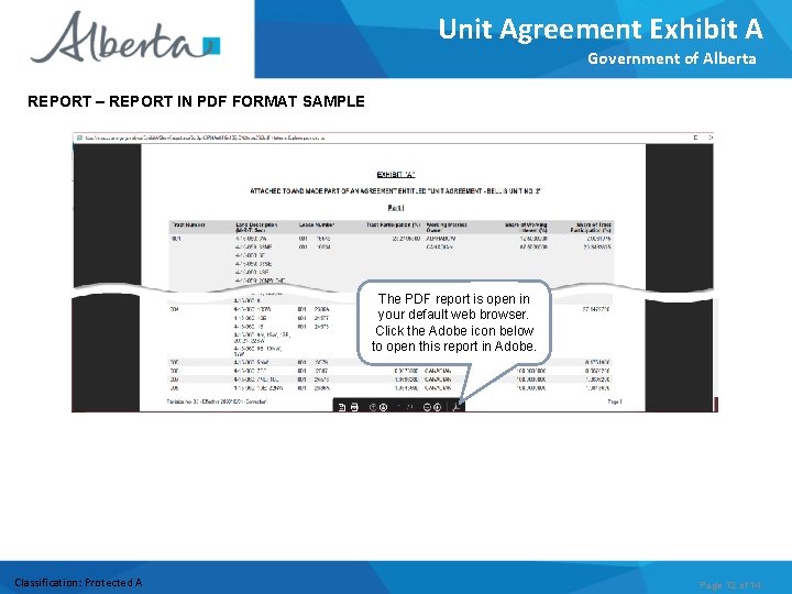 Unit Agreement Exhibit A Government of Alberta REPORT – REPORT IN PDF FORMAT SAMPLE