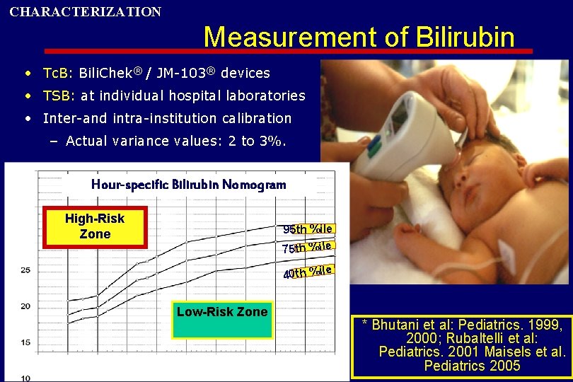 CHARACTERIZATION Measurement of Bilirubin • Tc. B: Bili. Chek® / JM-103® devices • TSB: