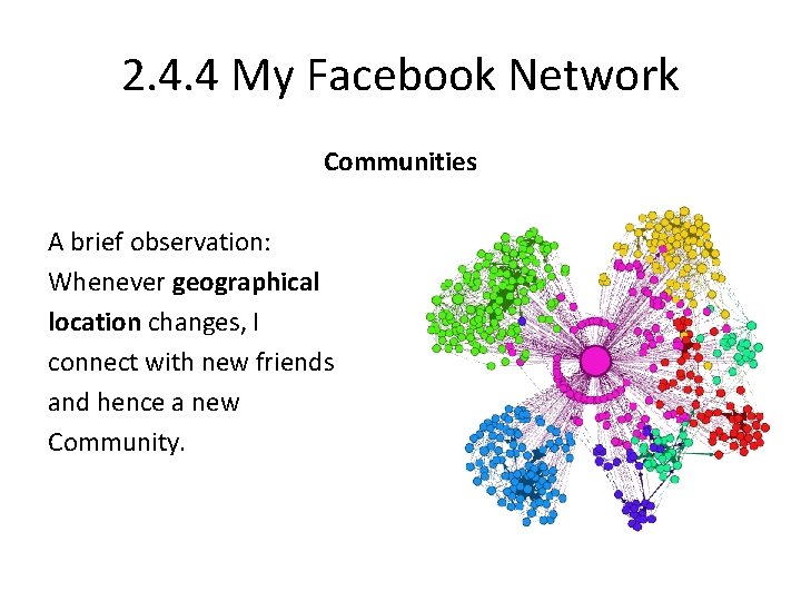2. 4. 4 My Facebook Network Communities A brief observation: Whenever geographical location changes,