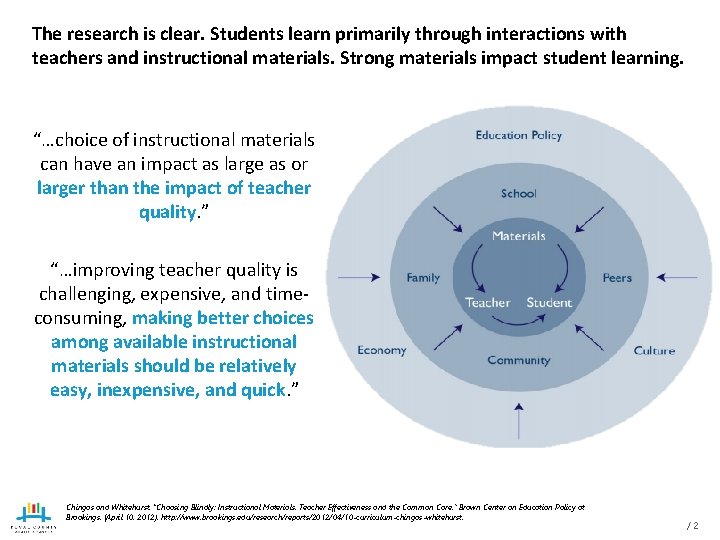 The research is clear. Students learn primarily through interactions with teachers and instructional materials.