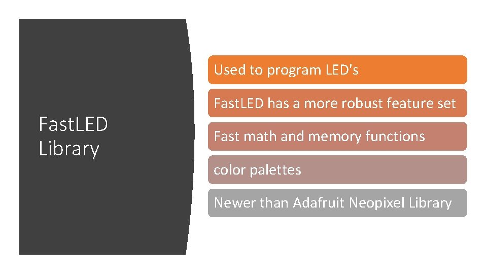 Used to program LED's Fast. LED Library Fast. LED has a more robust feature