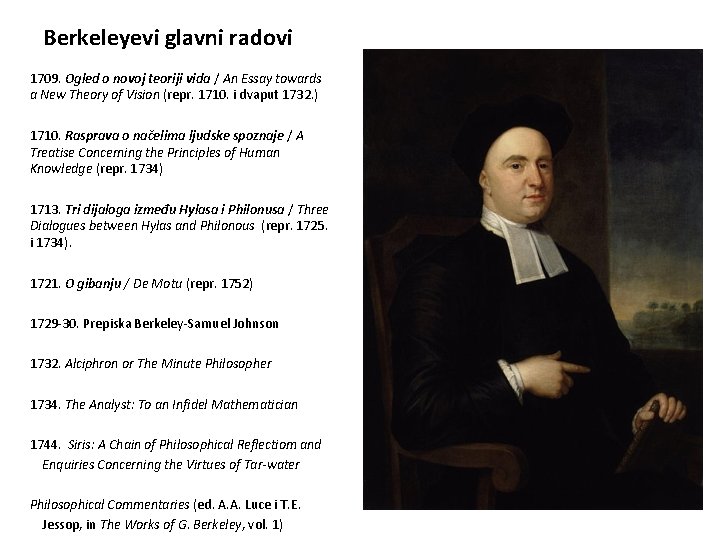 Berkeleyevi glavni radovi 1709. Ogled o novoj teoriji vida / An Essay towards a