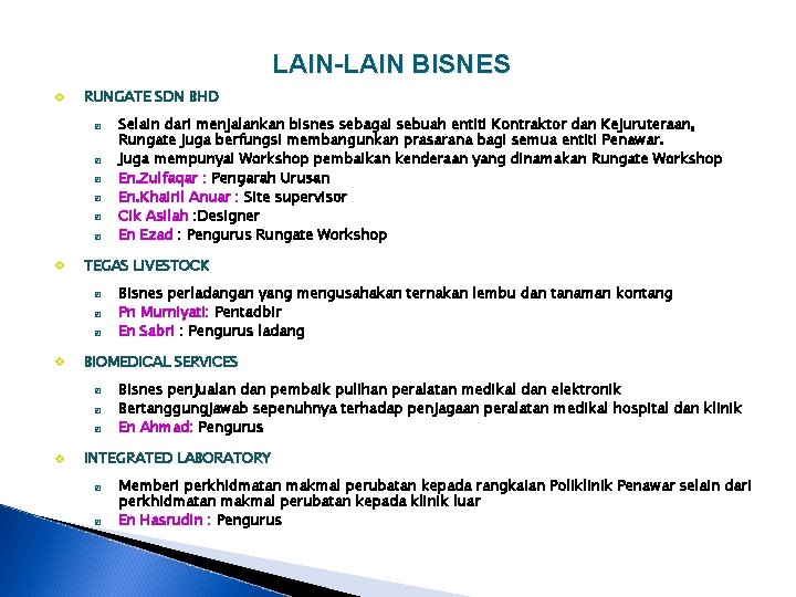 LAIN-LAIN BISNES v RUNGATE SDN BHD þ þ þ v TEGAS LIVESTOCK þ þ