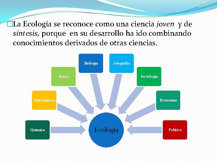 �La Ecología se reconoce como una ciencia joven y de síntesis, porque en su