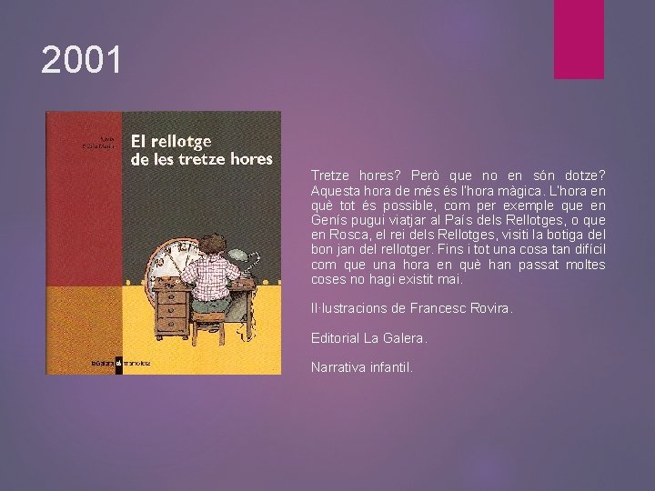 2001 Tretze hores? Però que no en són dotze? Aquesta hora de més és