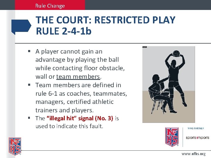 Rule Change THE COURT: RESTRICTED PLAY RULE 2 -4 -1 b § A player