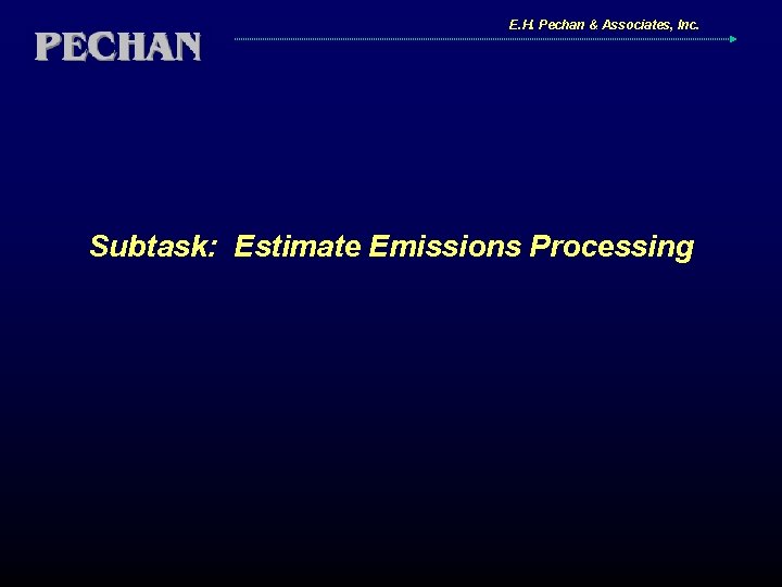 E. H. Pechan & Associates, Inc. Subtask: Estimate Emissions Processing 