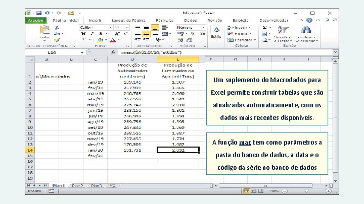 Um suplemento do Macrodados para Excel permite construir tabelas que são atualizadas automaticamente, com
