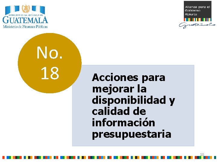 No. 18 Acciones para mejorar la disponibilidad y calidad de información presupuestaria 10 