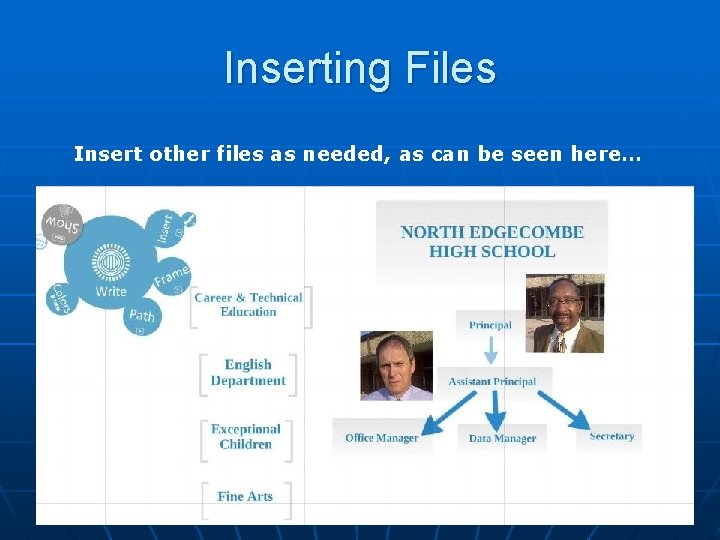 Inserting Files Insert other files as needed, as can be seen here… 