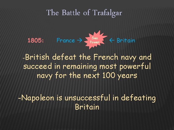 The Battle of Trafalgar 1805: France Sea Power Britain -British defeat the French navy