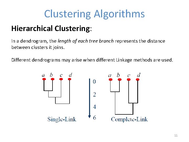 Clustering Algorithms Hierarchical Clustering: In a dendrogram, the length of each tree branch represents