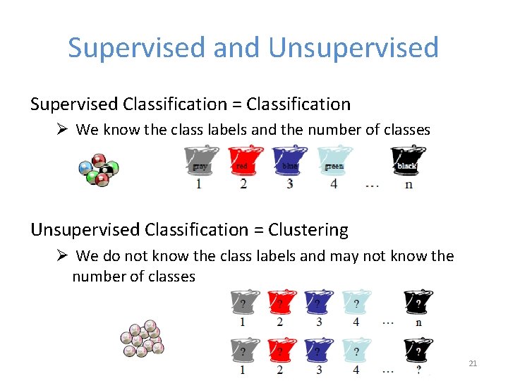 Supervised and Unsupervised Supervised Classification = Classification Ø We know the class labels and