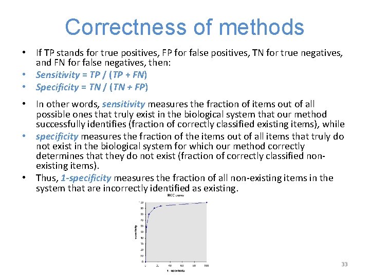 Correctness of methods • If TP stands for true positives, FP for false positives,