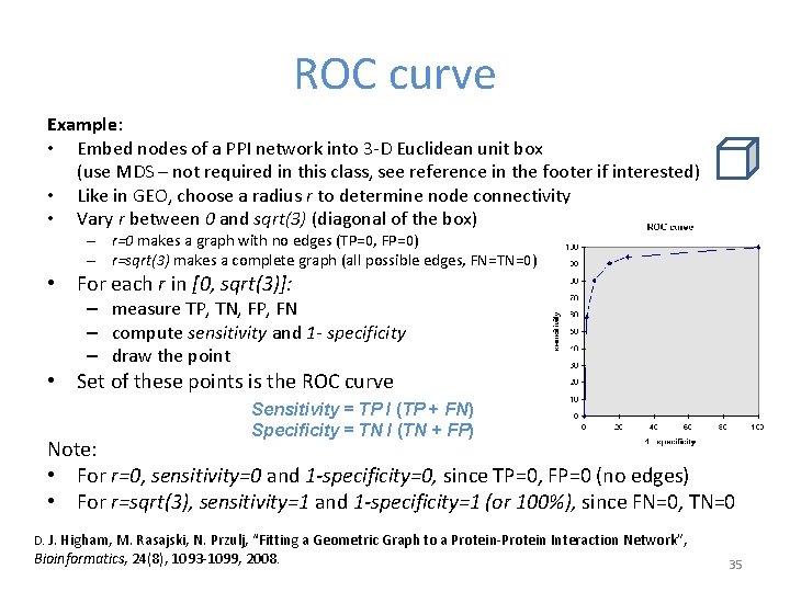 ROC curve Example: • Embed nodes of a PPI network into 3 -D Euclidean