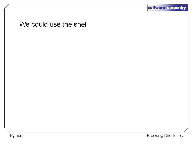We could use the shell Python Browsing Directories 