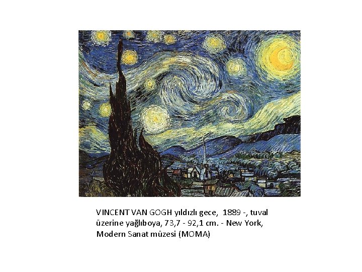 VINCENT VAN GOGH yıldızlı gece, 1889 -, tuval üzerine yağlıboya, 73, 7 - 92,