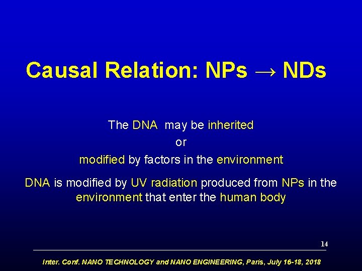 Causal Relation: NPs → NDs The DNA may be inherited or modified by factors
