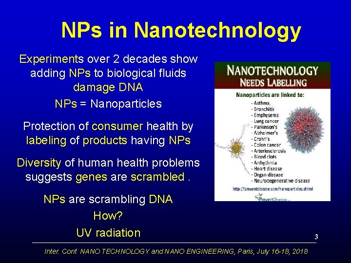 NPs in Nanotechnology Experiments over 2 decades show adding NPs to biological fluids damage