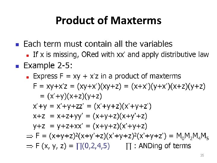 Product of Maxterms 35 