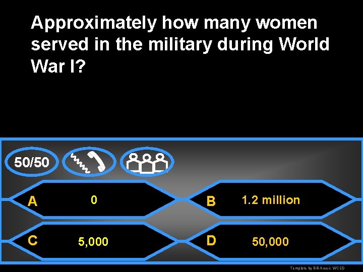 Approximately how many women served in the military during World War I? 50/50 A