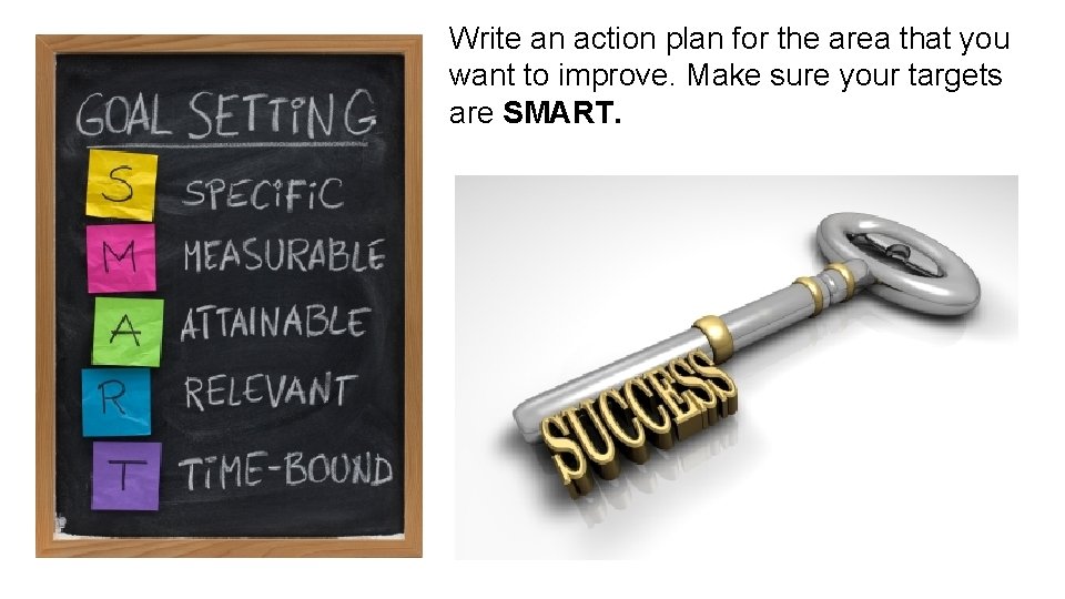Write an action plan for the area that you want to improve. Make sure