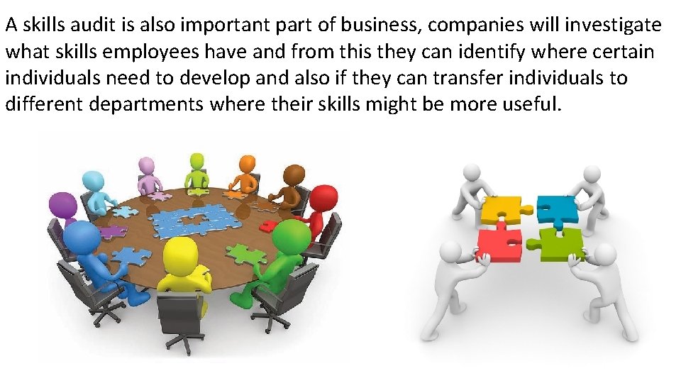 A skills audit is also important part of business, companies will investigate what skills