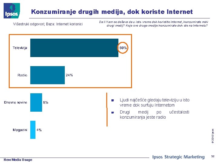 Konzumiranje drugih medija, dok koriste Internet Višestruki odgovori; Baza: Internet korisnici Da li Vam