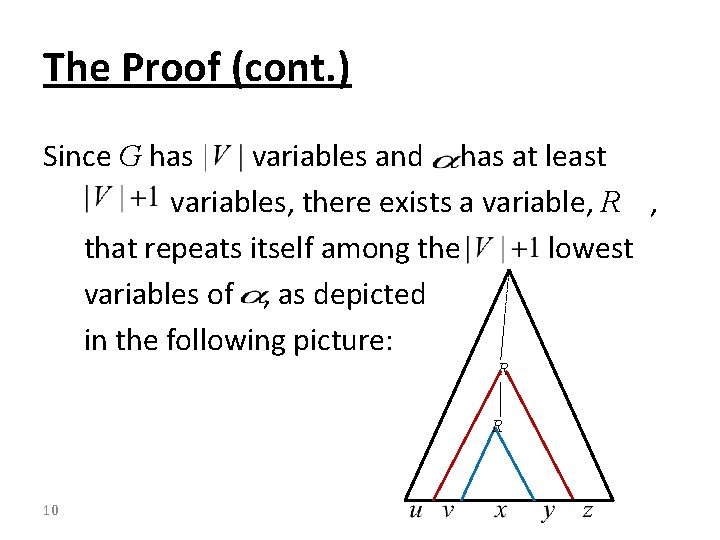 The Proof (cont. ) Since G has variables and has at least variables, there