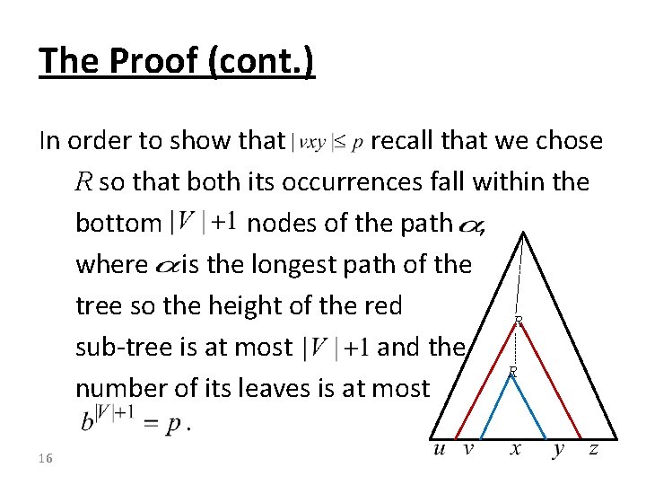 The Proof (cont. ) In order to show that recall that we chose R