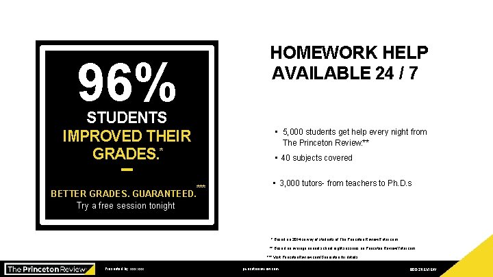 40% HOMEWORK HELP AVAILABLE 24 / 7 96% STUDENTS IMPROVED THEIR GRADES. * BETTER