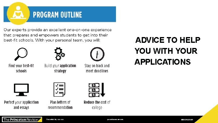 ADVICE TO HELP YOU WITH YOUR APPLICATIONS Presented by: xxx xxx princetonreview. com 800
