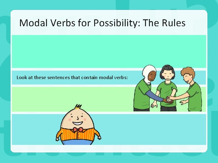 Modal Verbs for Possibility: The Rules Look at these sentences that contain modal verbs: