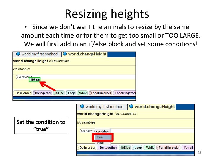Resizing heights • Since we don’t want the animals to resize by the same Resizing heights • Since we don’t want the animals to resize by the same