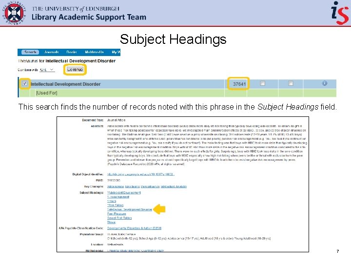 Subject Headings This search finds the number of records noted with this phrase in