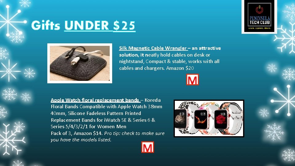 Gifts UNDER $25 Silk Magnetic Cable Wrangler – an attractive solution, it neatly hold