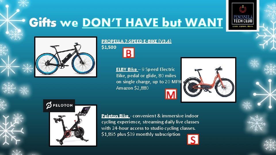 Gifts we DON’T HAVE but WANT PROPELLA 7 -SPEED E-BIKE (V 3. 4) $1,