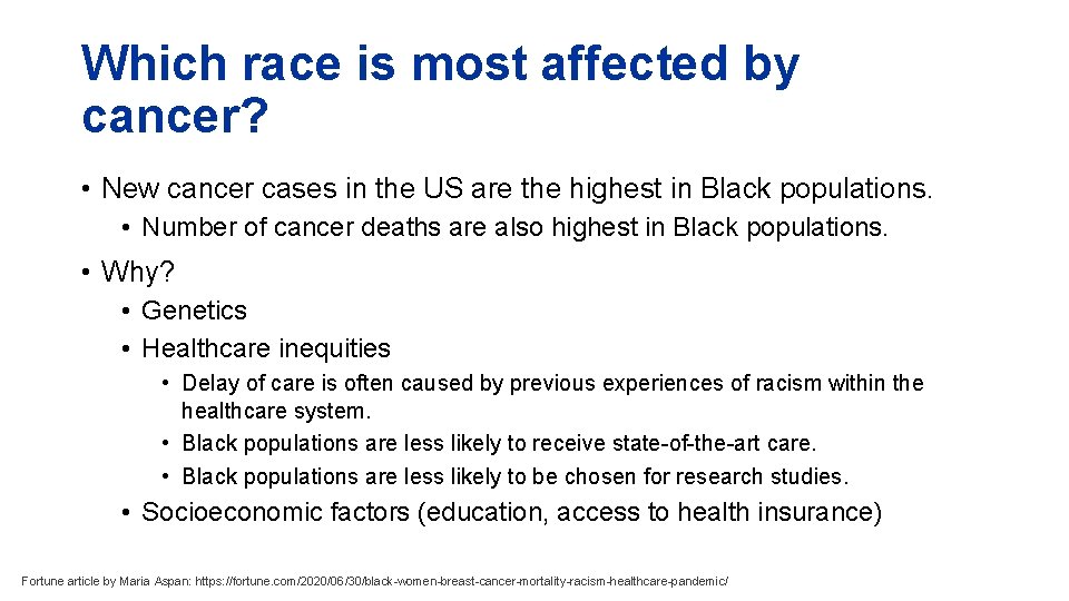 Which race is most affected by cancer? • New cancer cases in the US