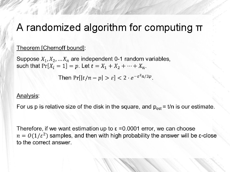 A randomized algorithm for computing π A randomized algorithm for computing π