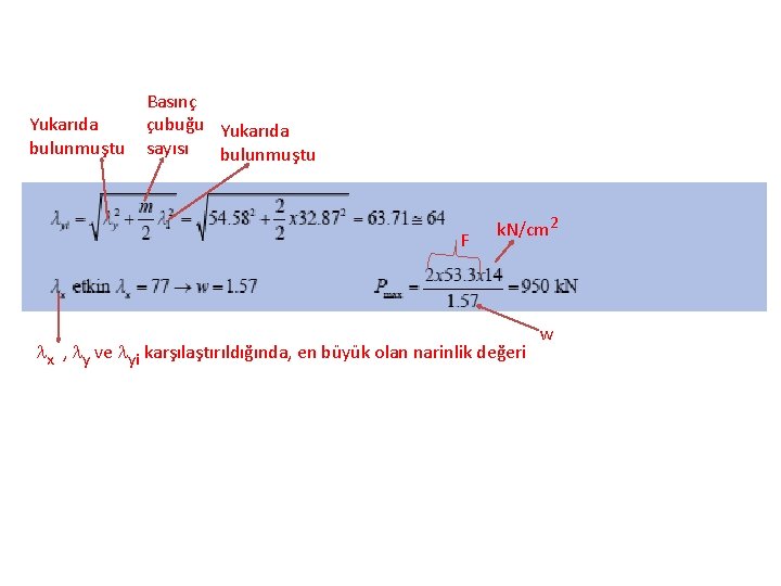 Yukarıda bulunmuştu Basınç çubuğu Yukarıda sayısı bulunmuştu F k. N/cm 2 lx , ly