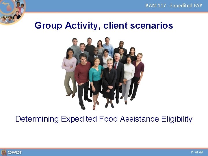 BAM 117 - Expedited FAP Group Activity, client scenarios Determining Expedited Food Assistance Eligibility