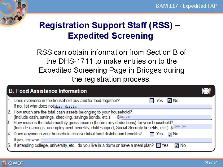 BAM 117 - Expedited FAP Registration Support Staff (RSS) – Expedited Screening RSS can