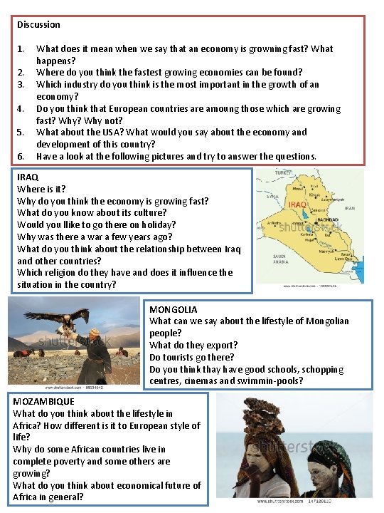 Discussion 1. 2. 3. 4. 5. 6. What does it mean when we say