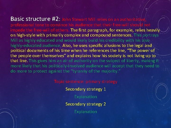 Basic structure #2: John Stewart Mill relies on an authoritative, professional tone to convince