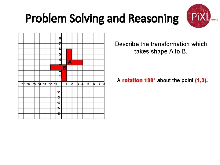 Problem Solving and Reasoning Describe the transformation which takes shape A to B. B